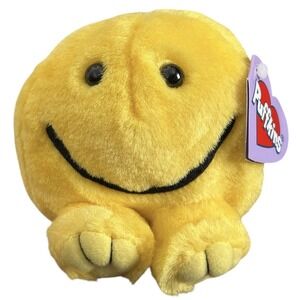 Swibco Puffkins Happy Face Bean Bag Plush Yellow Collectible with Tags